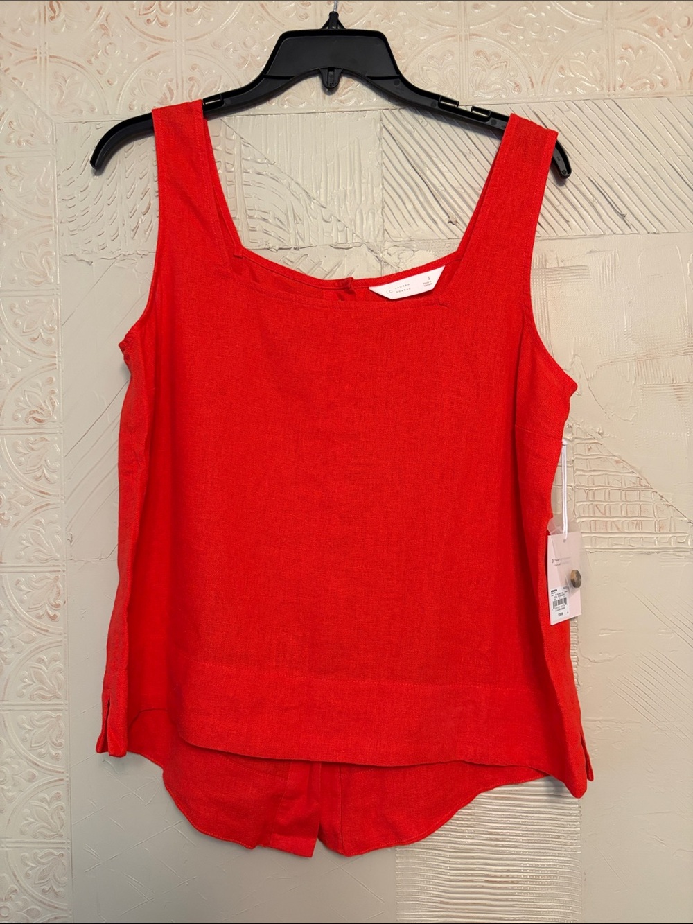 Lauren Conrad Sleeveless Red Linen-Blend Tank Top